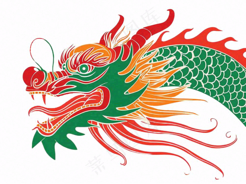 中国龙动物国潮风插画免抠(1264x944)