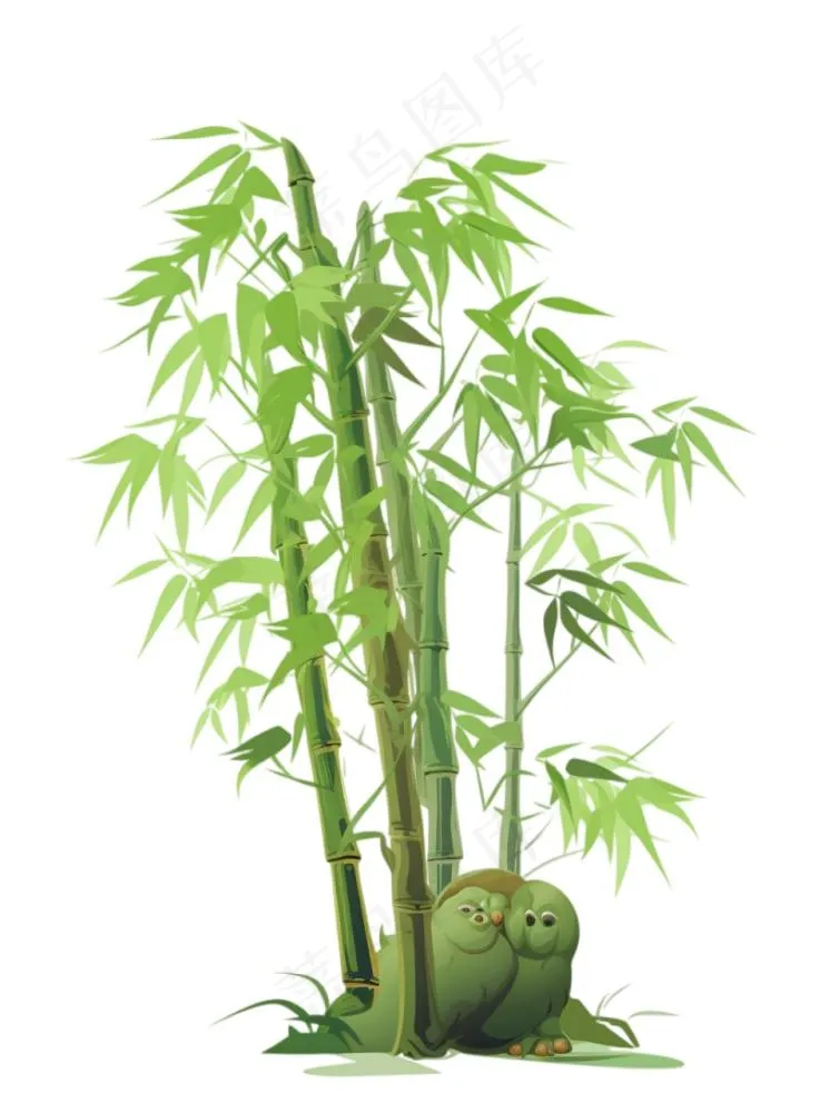 竹子竹叶竹林绿色卡通插画免抠(944x1280)