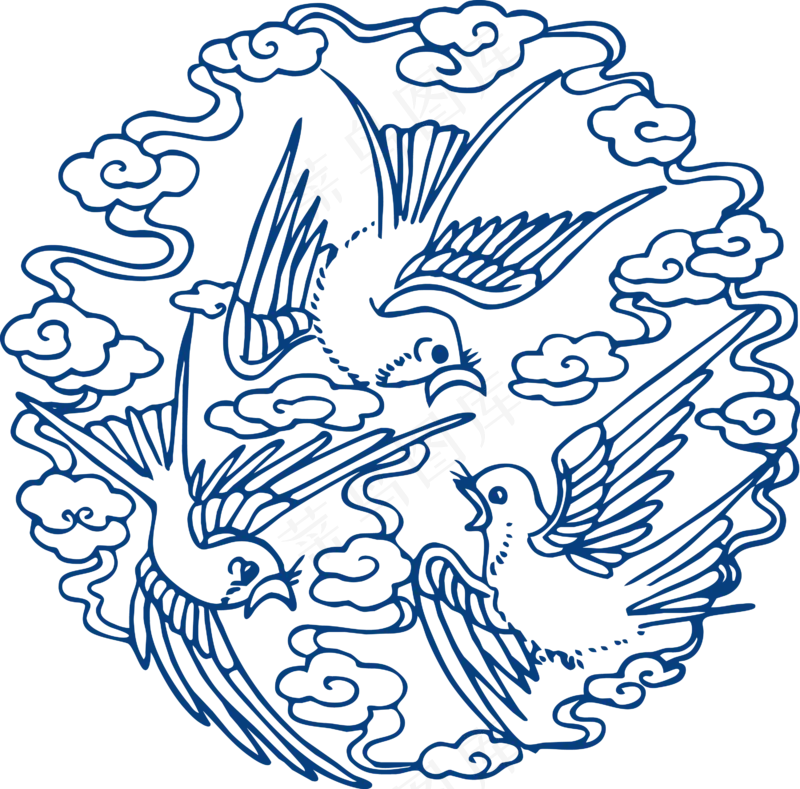 古代青花瓷图案花纹中国风图案祥云纹理传统图腾PNG免扣素材