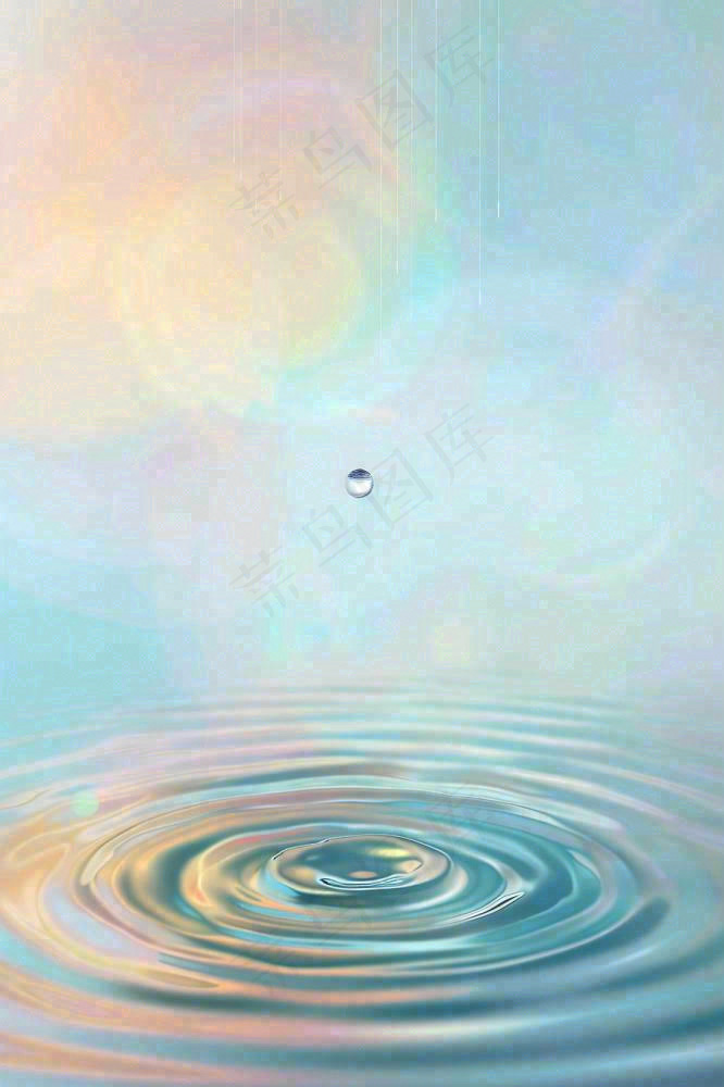 水滴掉落在水面涟漪彩色渐变背景(896x1344)