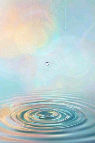 水滴掉落在水面涟漪彩色渐变背景