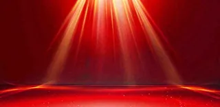 红色展台舞台金光线性节日庆祝喜庆背景国庆春节建军