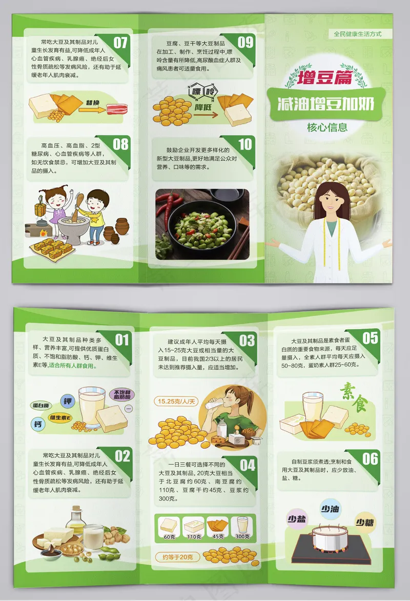 减油增豆加奶核心信息增豆篇三折页cdr矢量模版下载