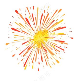 烟花绽放的烟花爆竹新年节日卡通插画免抠