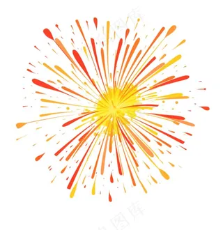 烟花绽放的烟花爆竹新年节日卡通插画免抠