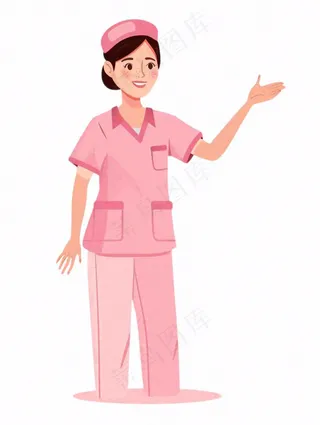 粉色护士服医生医疗人物卡通插画免抠