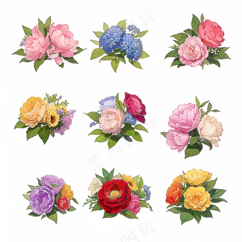 红色黄色粉色玫瑰花免抠素材55