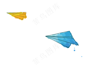 卡通手绘箭头纸飞机PNG免抠元素图片海报背景儿童装饰漂浮