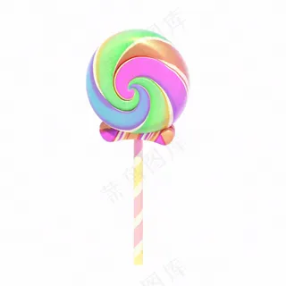 彩虹棒棒糖甜蜜卡通插画免抠