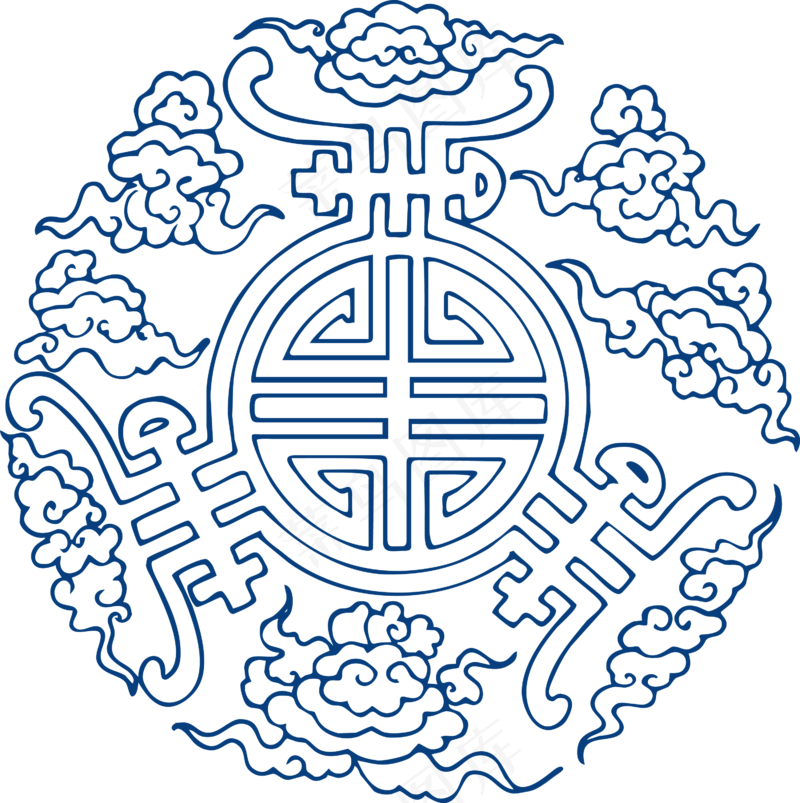 古代青花瓷图案花纹中国风图案祥云纹理传统图腾矢量AI设计免扣素材