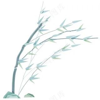 简约弯曲竹子免扣元素