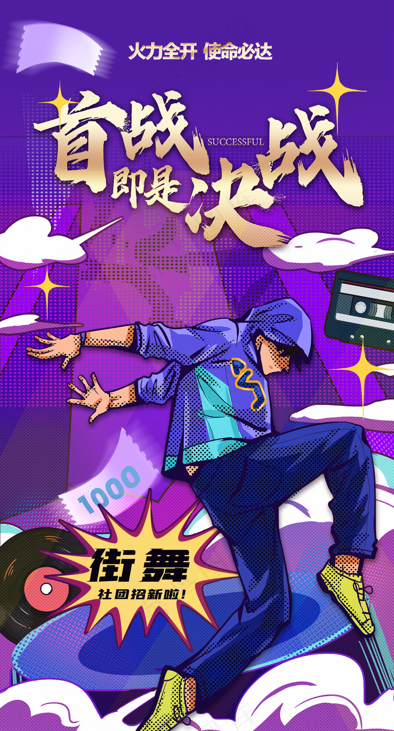 街舞社团舞蹈培训宣传海报