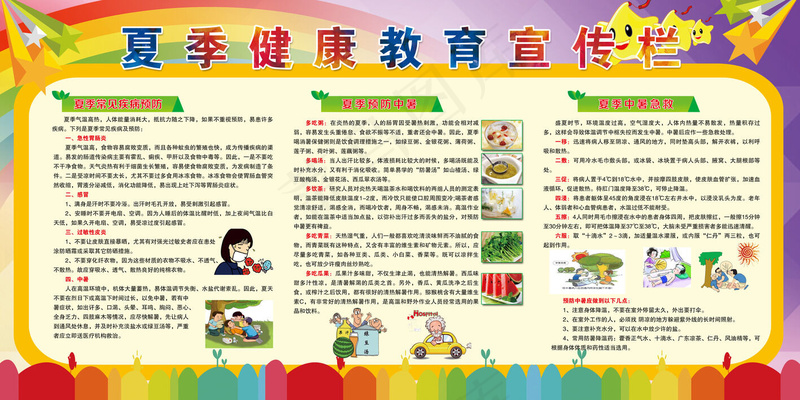 夏季健康教育宣传栏psd模版下载