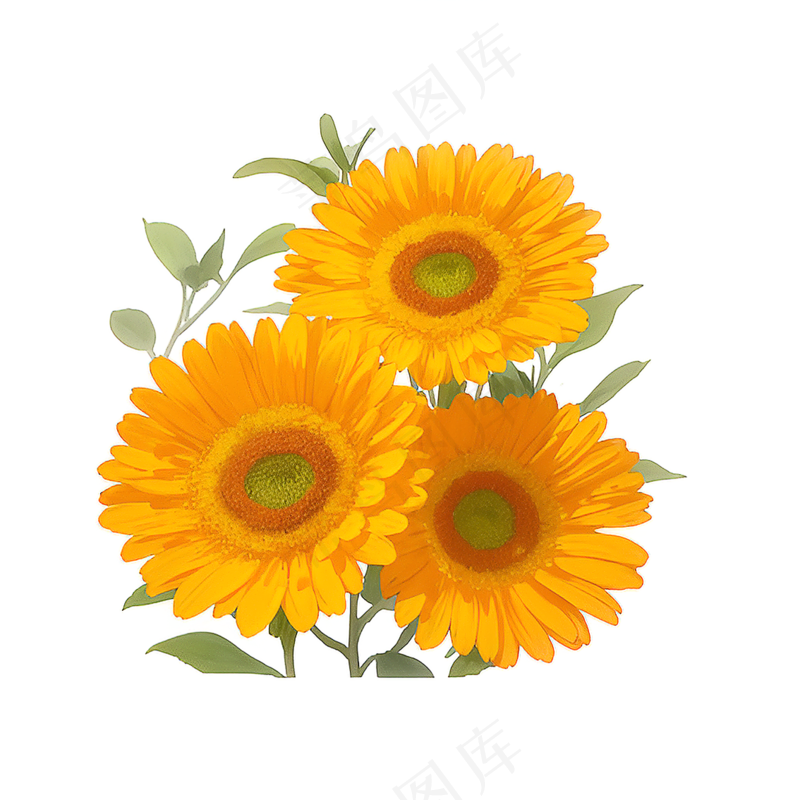 黄色向日葵花朵免抠素材5