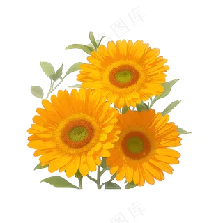 黄色向日葵花朵免抠素材5