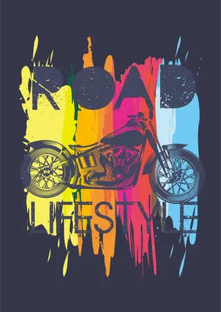 油漆泼墨效果 复古机车海报