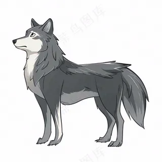 狼灰狼动物卡通插画免抠
