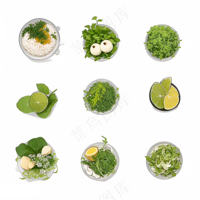 绿色手绘水果养生菜免抠素材115