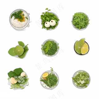 绿色手绘水果养生菜免抠素材115