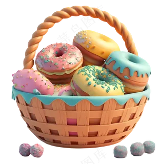 免抠一篮子的甜甜圈