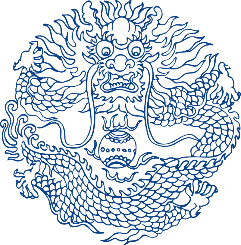 古代青花瓷图案花纹中国风图案祥云纹理传统图腾PNG免扣素材