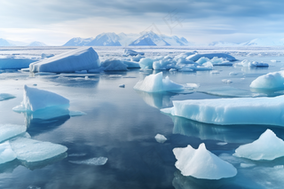 冰川冰块温度上升融化摄影图