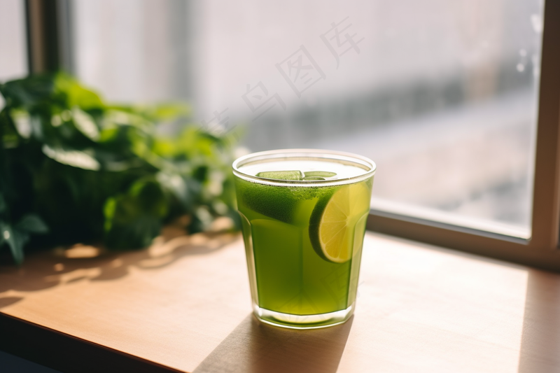 夏日青柠檬气泡水果茶饮料摄影图