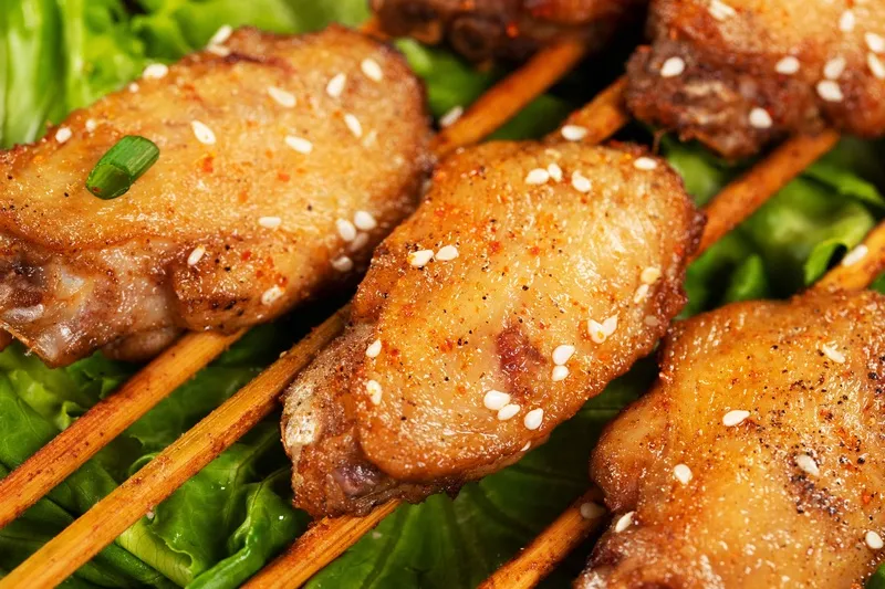 烧烤鸡翅烤串美食素材