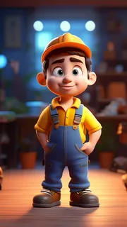 3D卡通人物工人男士4