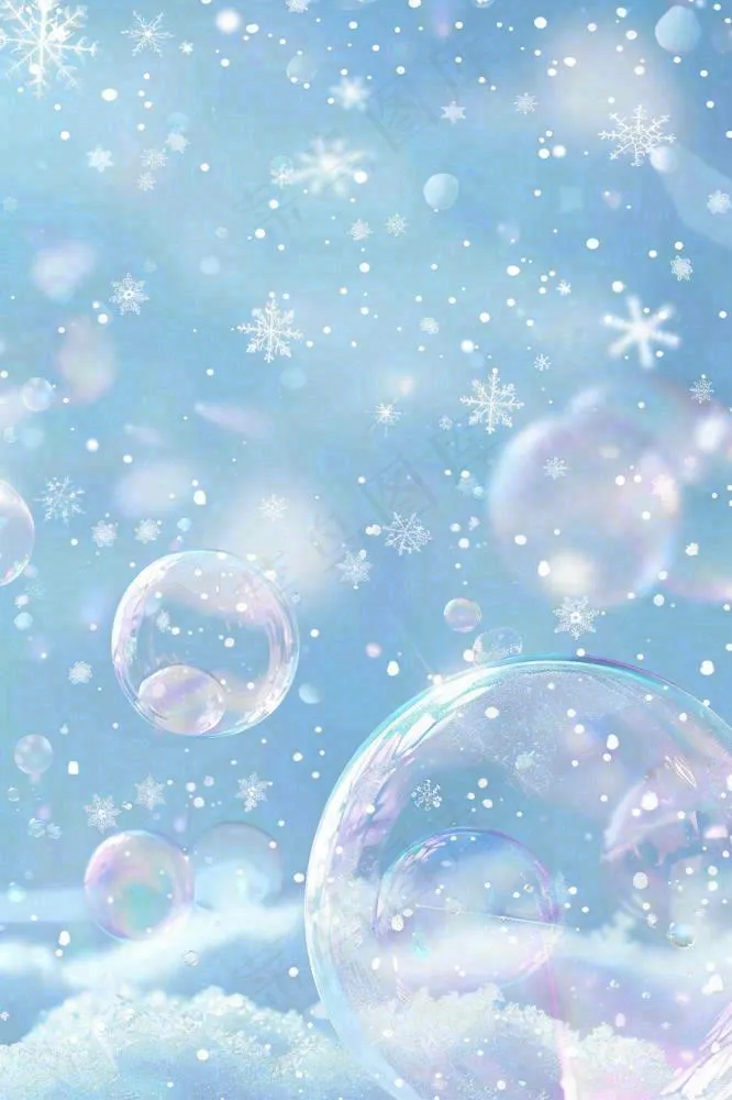 冬天雪花白雪气泡立冬小雪大雪冬至插画背景(896x1344)