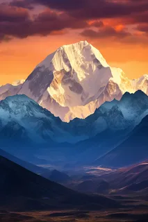 夕阳下的高原雪山美景摄影图 夕阳下的高原雪山美景摄影图