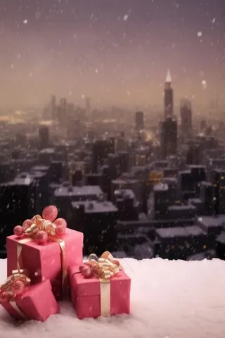 夜晚深夜雪地礼物意境背景