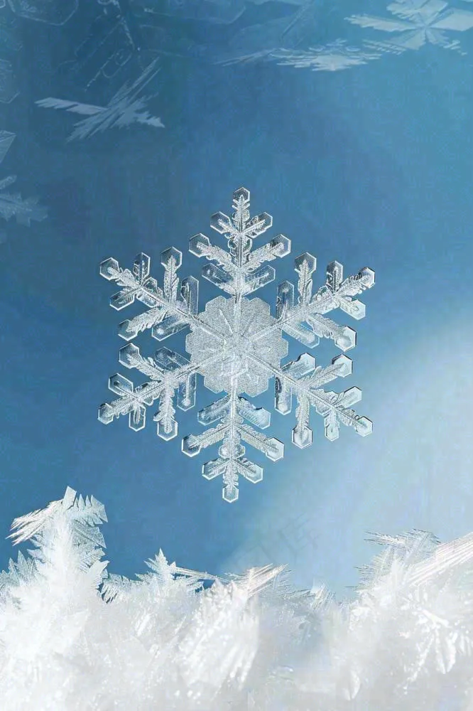冬天雪花蓝色背景立冬冬至背景(896x1344)