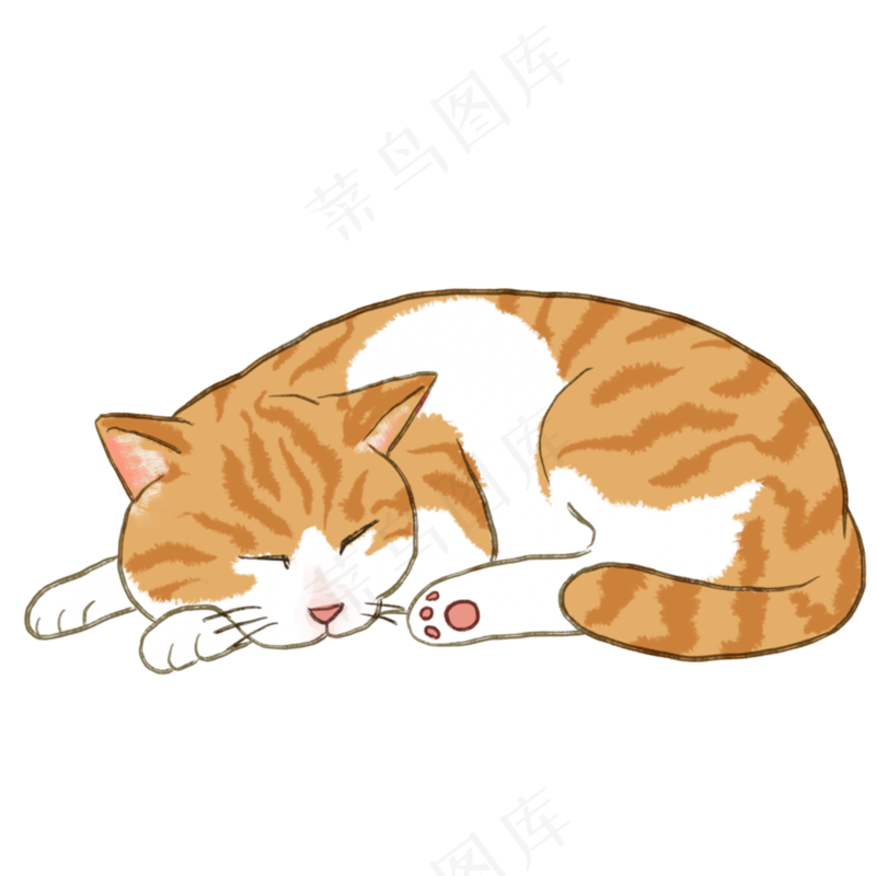 免抠趴着的卡通小橘猫