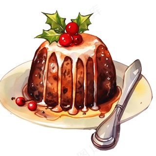 巧克力布丁甜点卡通插画免抠