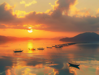 清晨日出朝霞云层摄影图