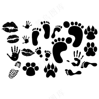 黑色脚印掌印装饰元素矢量免扣AI素材