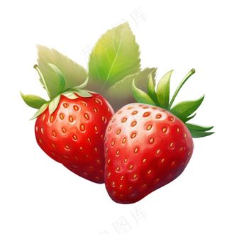 美味草莓可口卡通插画免抠
