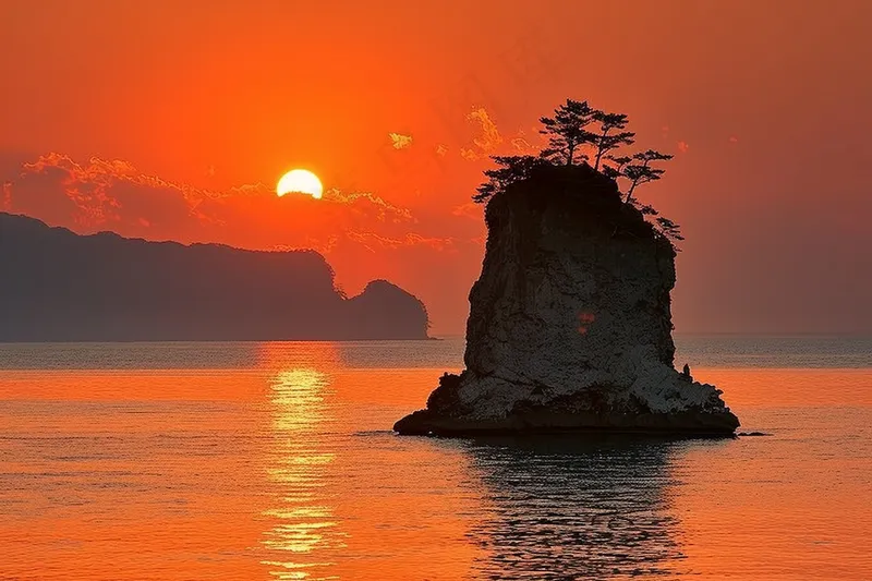 落日海洋沙滩夕阳晚霞摄影图 (4032x2688)