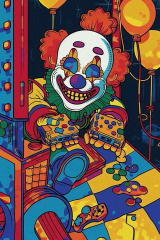 卡通马戏团小丑游戏彩色愚人节插画背景