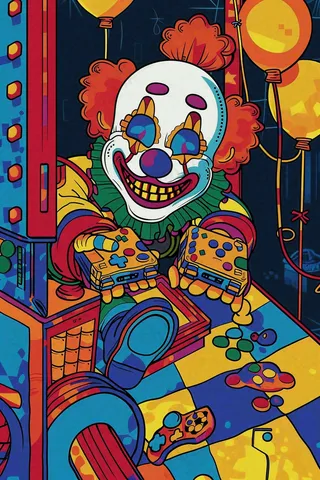 卡通马戏团小丑游戏彩色愚人节插画背景