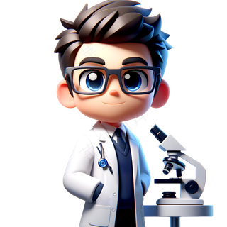 科研人员 科学家 研究人员 3D卡通人物