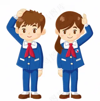 学生校服青少年卡通人物插画免抠