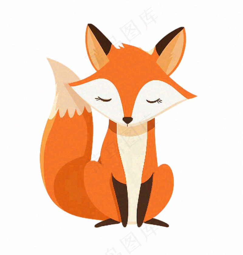 狐狸橘白动物卡通插画免抠