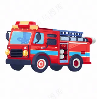 消防车大车灭火卡通插画免抠