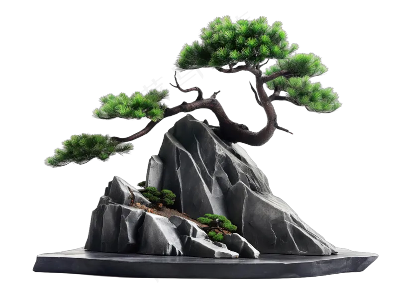 免抠假山盆景植物