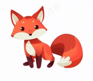 狐狸橘白动物卡通插画免抠