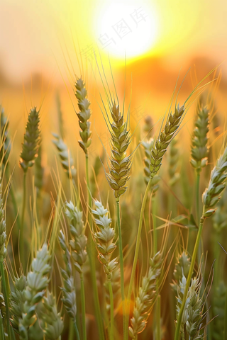 金秋麦芒麦穗秋收摄影图