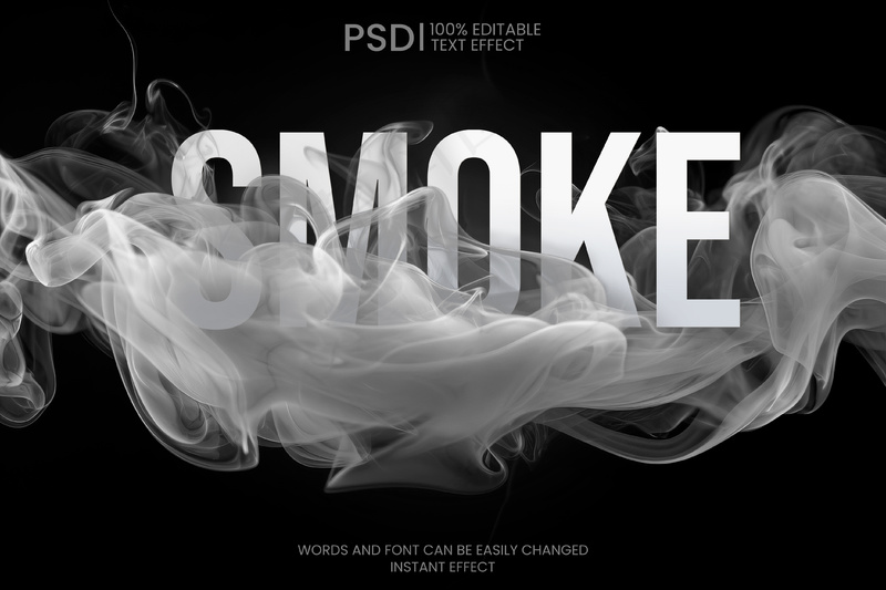 烟雾缭绕字体特效smoke烟雾特效psd模版下载