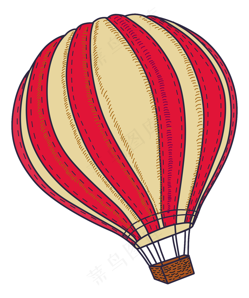 红黄色热气球免扣图